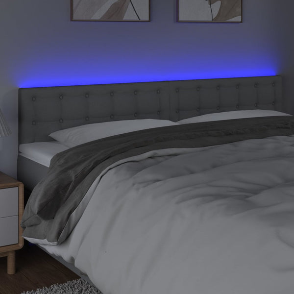 vidaXL LED Headboard Light Gray 200x5x78/88 cm Fabric