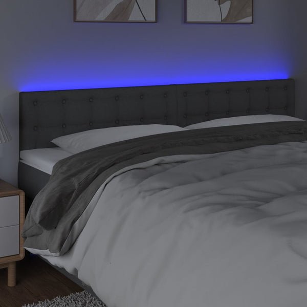 vidaXL LED Headboard Dark Grey 200x5x78/88 cm Fabric