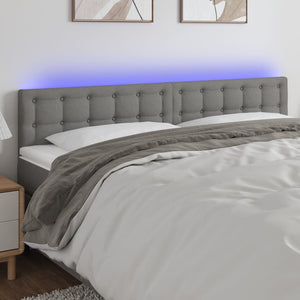 vidaXL LED Headboard Dark Grey 200x5x78/88 cm Fabric