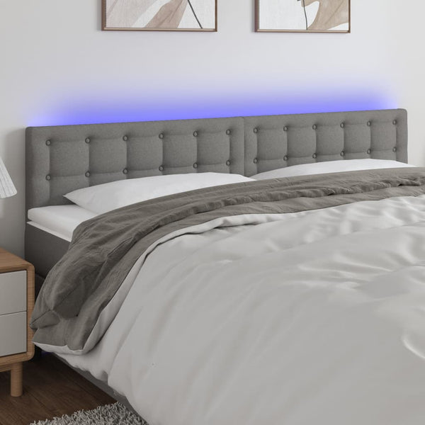 vidaXL LED Headboard Dark Grey 200x5x78/88 cm Fabric