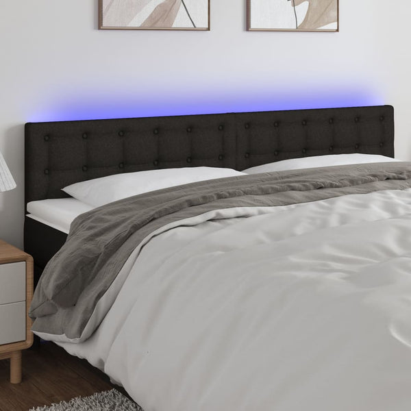 vidaXL LED Headboard Black 200x5x78/88 cm Fabric