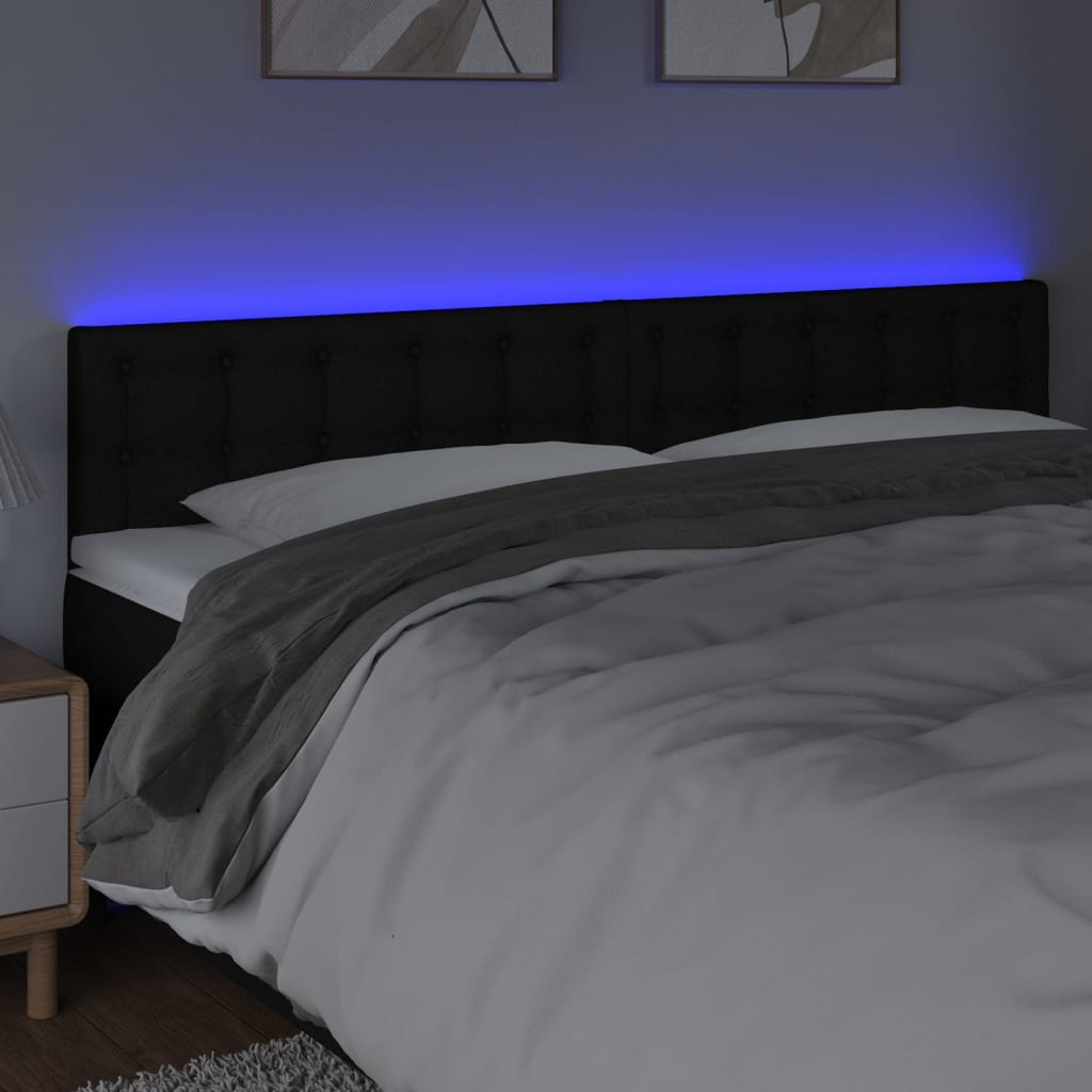 vidaXL LED Headboard Black 200x5x78/88 cm Fabric
