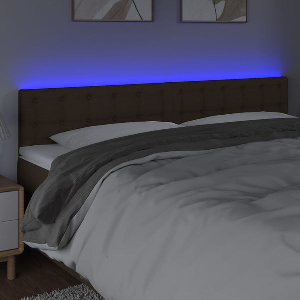 vidaXL LED Headboard Dark Brown 200x5x78/88 cm Fabric