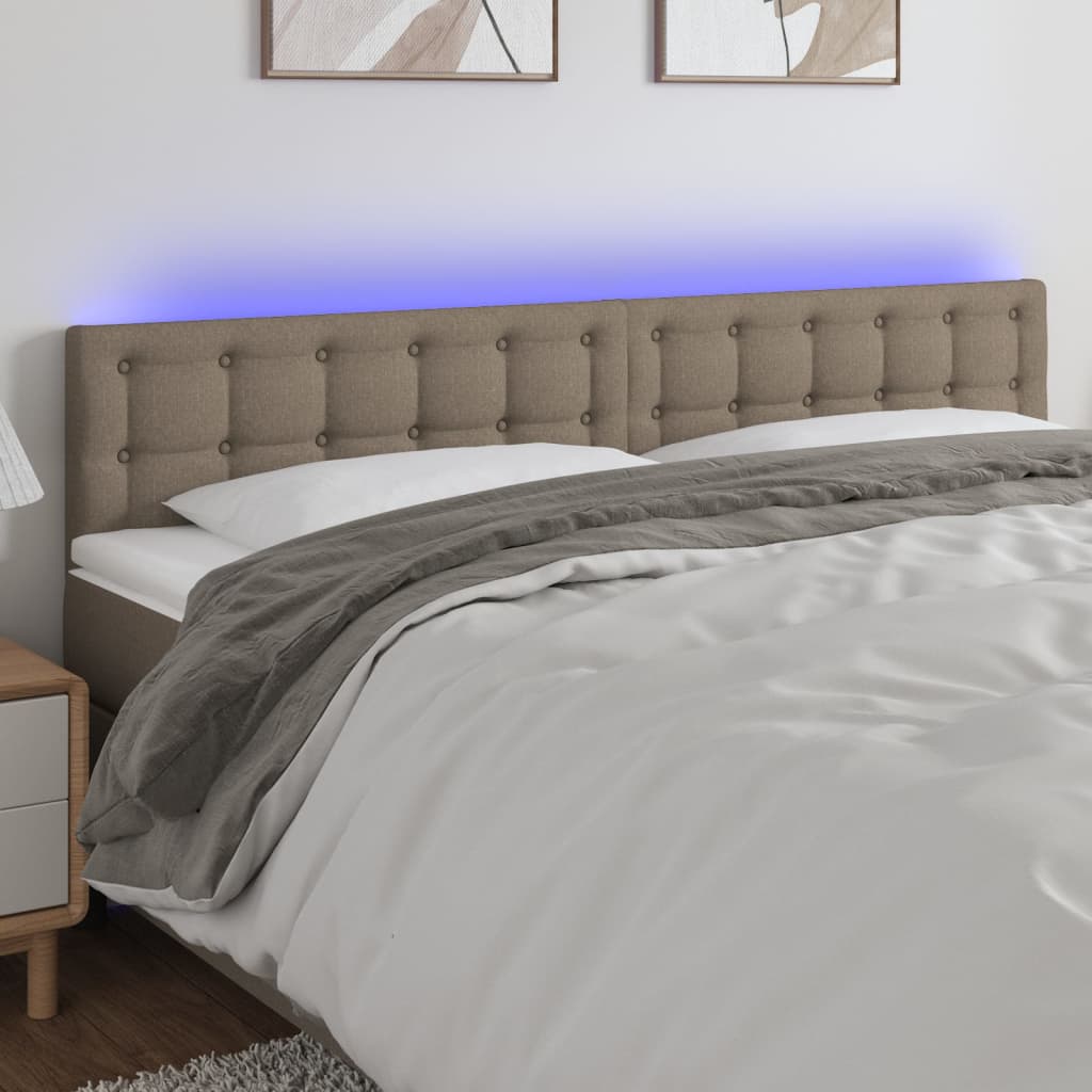 vidaXL LED Headboard Taupe 200x5x78/88 cm Fabric