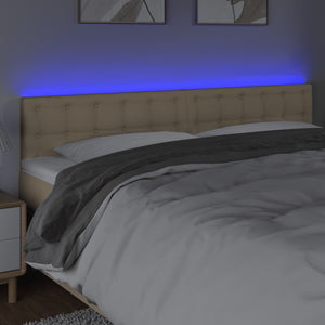 vidaXL LED Headboard Cream 200x5x78/88 cm Fabric