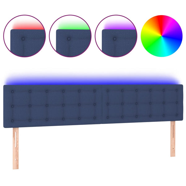 vidaXL LED Headboard Blue 200x5x78/88 cm Fabric