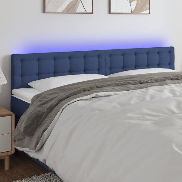 vidaXL LED Headboard Blue 200x5x78/88 cm Fabric