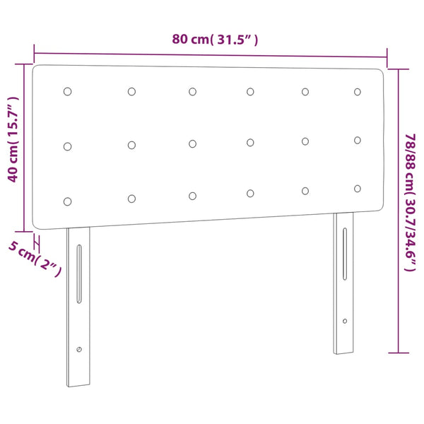vidaXL LED Headboard Dark Grey 80x5x78/88 cm Velvet