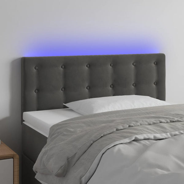 vidaXL LED Headboard Dark Grey 80x5x78/88 cm Velvet