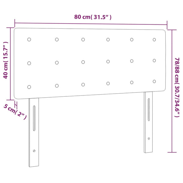 vidaXL LED Headboard Black 80x5x78/88 cm Velvet