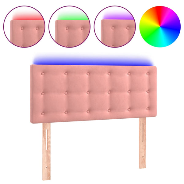 vidaXL LED Headboard Pink 80x5x78/88 cm Velvet