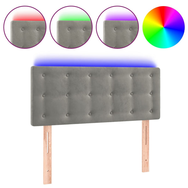 vidaXL LED Headboard Light Gray 90x5x78/88 cm Velvet