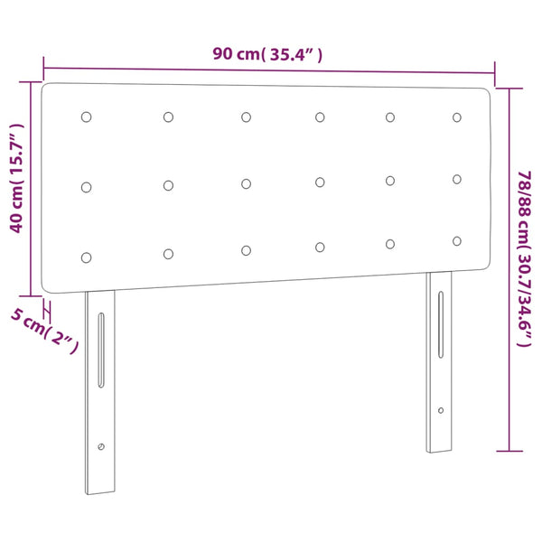vidaXL LED Headboard Light Gray 90x5x78/88 cm Velvet