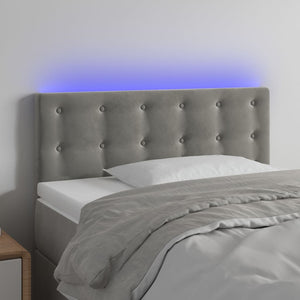 vidaXL LED Headboard Light Gray 90x5x78/88 cm Velvet