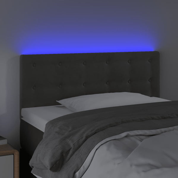 vidaXL LED Headboard Dark Grey 90x5x78/88 cm Velvet