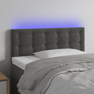 vidaXL LED Headboard Dark Grey 90x5x78/88 cm Velvet