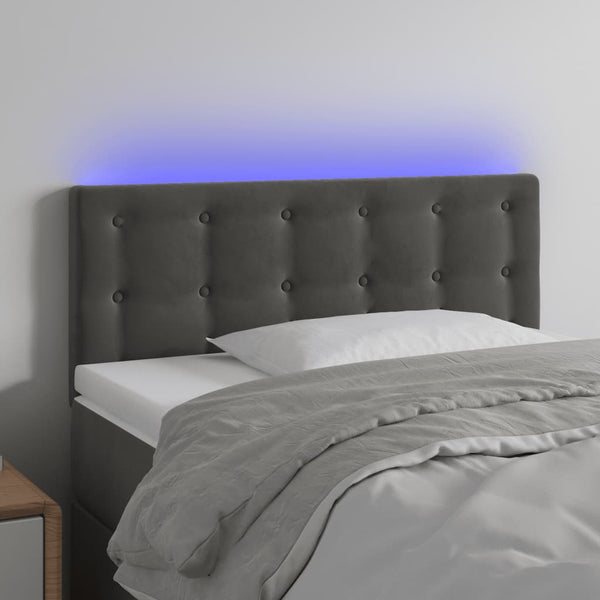 vidaXL LED Headboard Dark Grey 90x5x78/88 cm Velvet