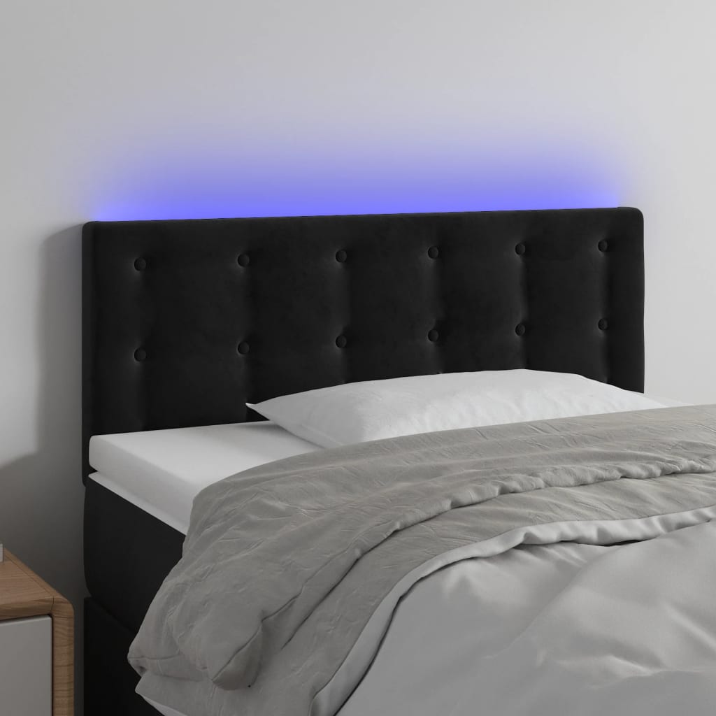 vidaXL LED Headboard Black 90x5x78/88 cm Velvet