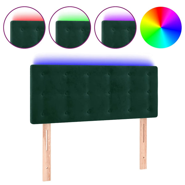 vidaXL LED Headboard Dark Green 90x5x78/88 cm Velvet