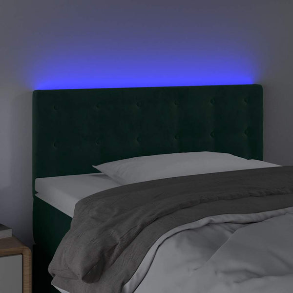vidaXL LED Headboard Dark Green 90x5x78/88 cm Velvet