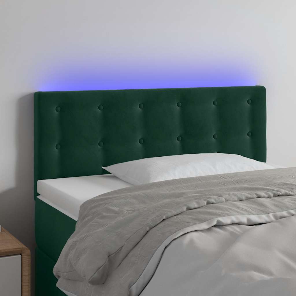 vidaXL LED Headboard Dark Green 90x5x78/88 cm Velvet
