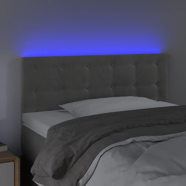 vidaXL LED Headboard Light Grey 100x5x78/88 cm Velvet
