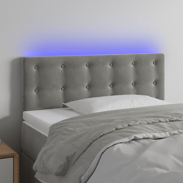 vidaXL LED Headboard Light Grey 100x5x78/88 cm Velvet