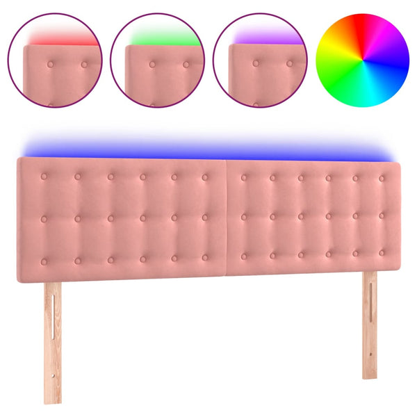 vidaXL LED Headboard Pink 144x5x78/88 cm Velvet