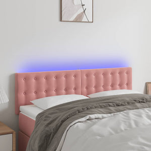 vidaXL LED Headboard Pink 144x5x78/88 cm Velvet