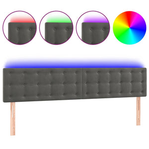 vidaXL LED Headboard Dark Grey 180x5x78/88 cm Velvet