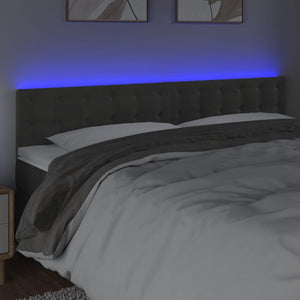 vidaXL LED Headboard Dark Grey 180x5x78/88 cm Velvet