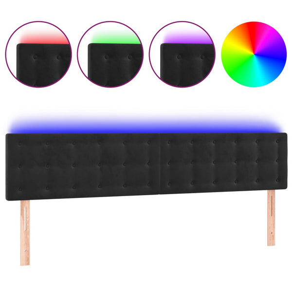 vidaXL LED Headboard Black 200x5x78/88 cm Velvet