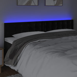 vidaXL LED Headboard Black 200x5x78/88 cm Velvet