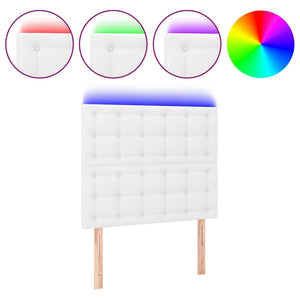 LED Kopfteil Weiß 80x5x118/128 cm Kunstleder