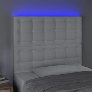 LED Kopfteil Weiß 80x5x118/128 cm Kunstleder