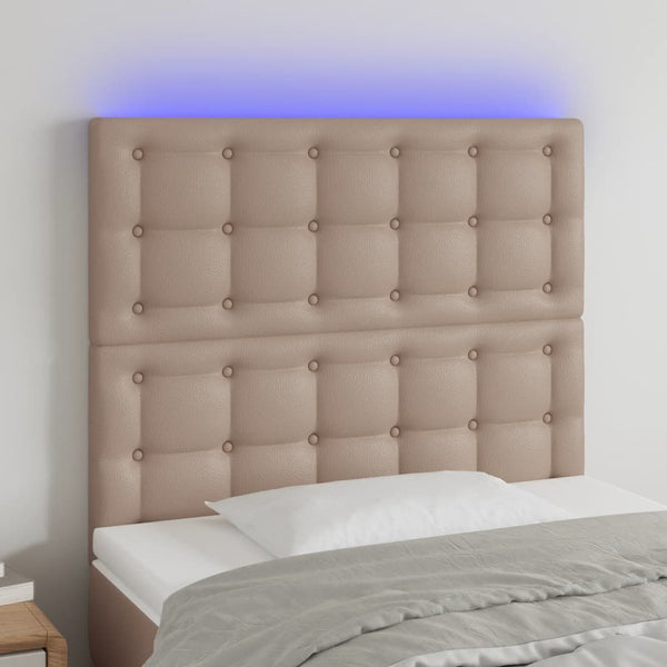LED Kopfteil Cappuccino-Braun 80x5x118/128 cm Kunstleder
