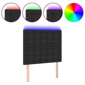 LED Kopfteil Schwarz 90x5x118/128 cm Kunstleder