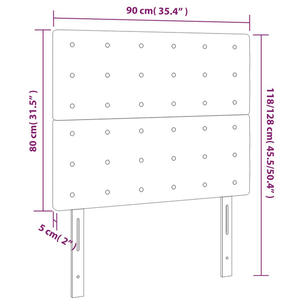 LED Kopfteil Creme 90x5x118/128 cm Kunstleder