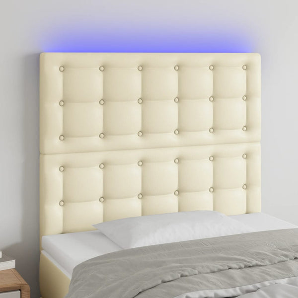 LED Kopfteil Creme 90x5x118/128 cm Kunstleder
