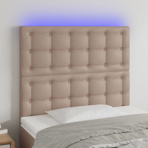 vidaXL LED Headboard Cappuccino Brown 90x5x118/128 cm Faux Leather