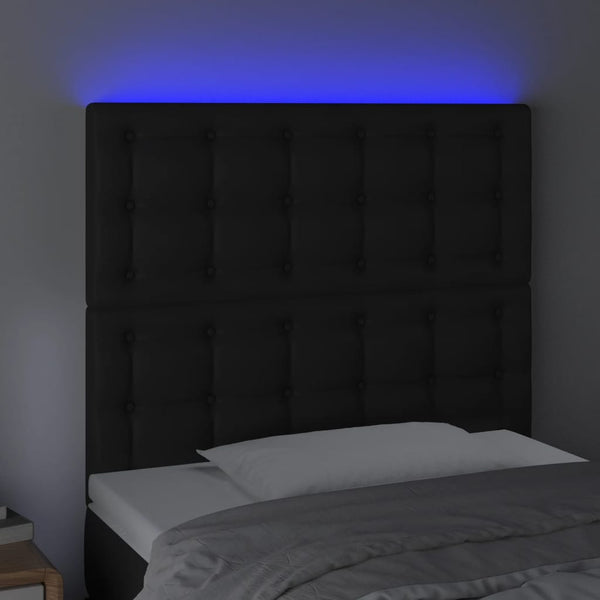 vidaXL LED Headboard Black 100x5x118/128 cm Faux Leather