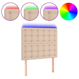 vidaXL LED Headboard Cappuccino Brown 100x5x118/128cm Faux Leather