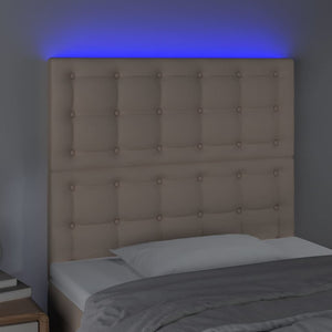 vidaXL LED Headboard Cappuccino Brown 100x5x118/128cm Faux Leather