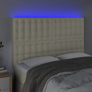 vidaXL LED Headboard Cream 144x5x118/128 cm Faux Leather