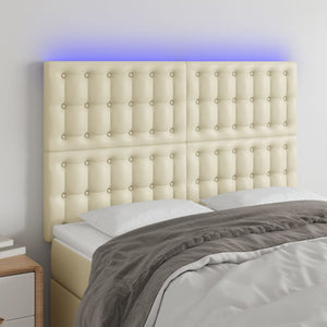 vidaXL LED Headboard Cream 144x5x118/128 cm Faux Leather