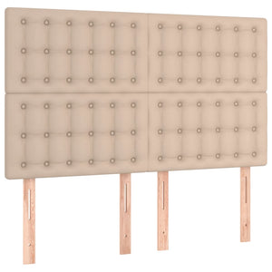 vidaXL LED Headboard Cappuccino Brown 144x5x118/128cm Faux Leather