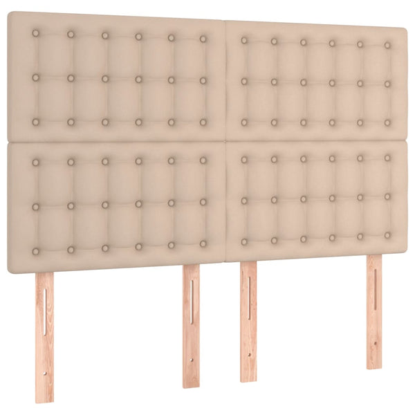 vidaXL LED Headboard Cappuccino Brown 144x5x118/128cm Faux Leather