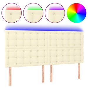 vidaXL LED Headboard Cream 180x5x118/128 cm Faux Leather