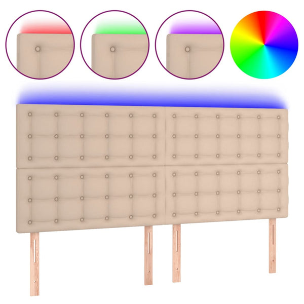 vidaXL LED Headboard Cappuccino Brown 180x5x118/128cm Faux Leather