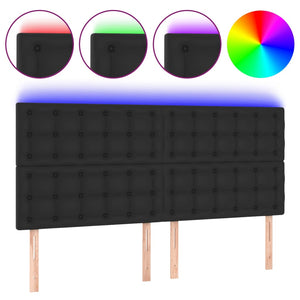 vidaXL LED Headboard Black 200x5x118/128 cm Faux Leather